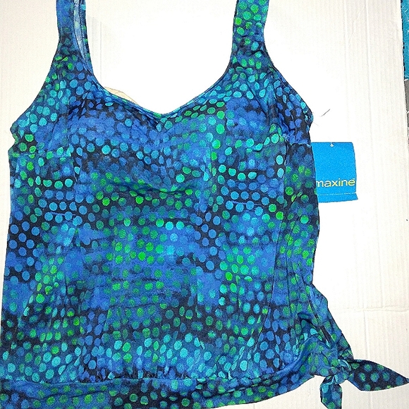☆NWT☆MAXINE OF HOLLYWOOD☆Plus Size 20W Beautiful & Slimming Blouson Tankini Top☆ - Picture 8 of 16